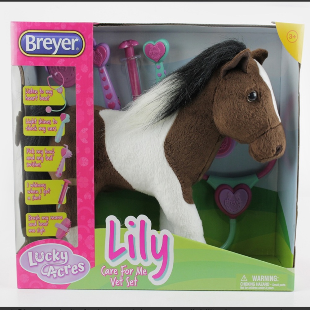 Breyer Brown and White Lily Plush Pony with Pink Vet Accessories